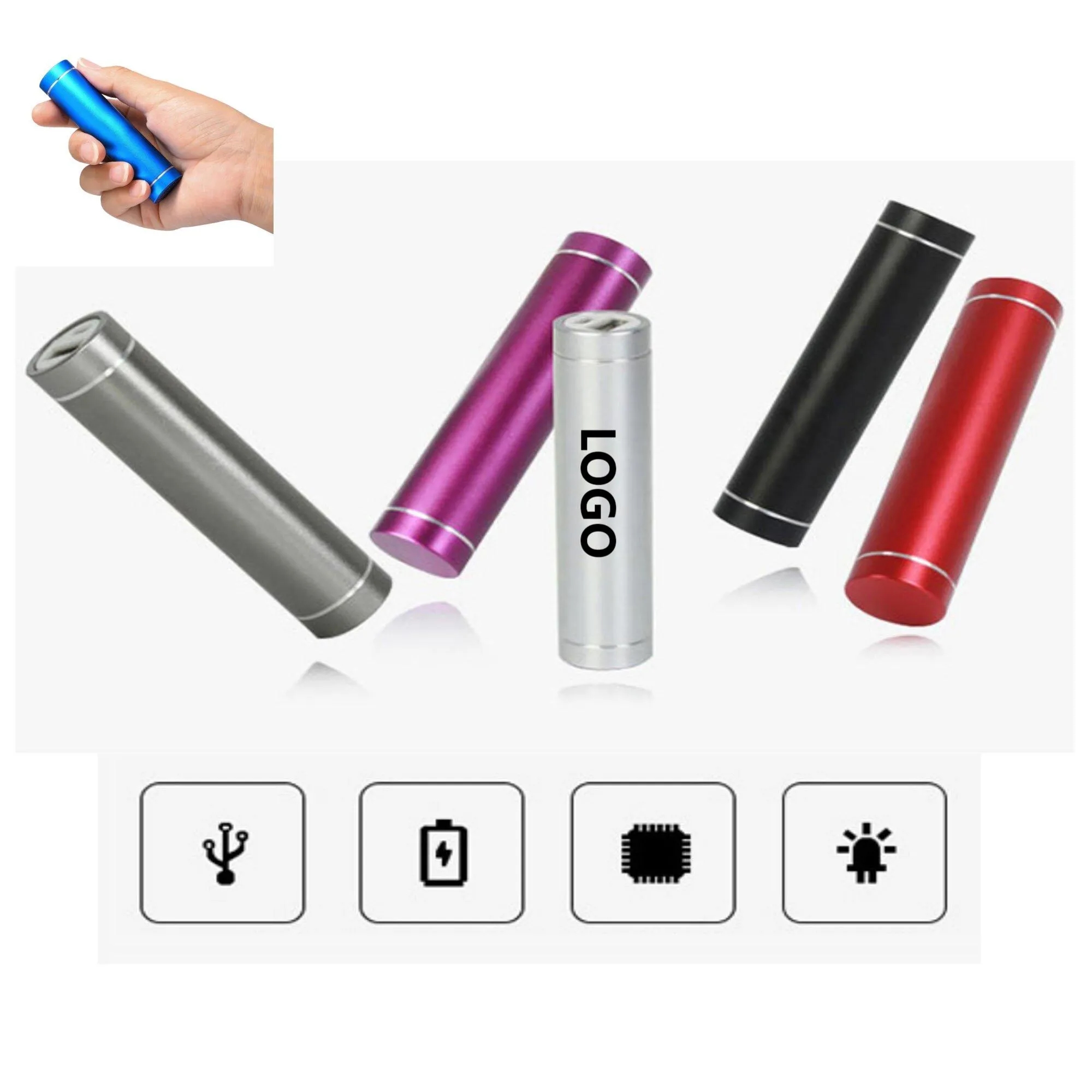 2600mAh Mini Metal Portable Power Bank Battery Charger 2