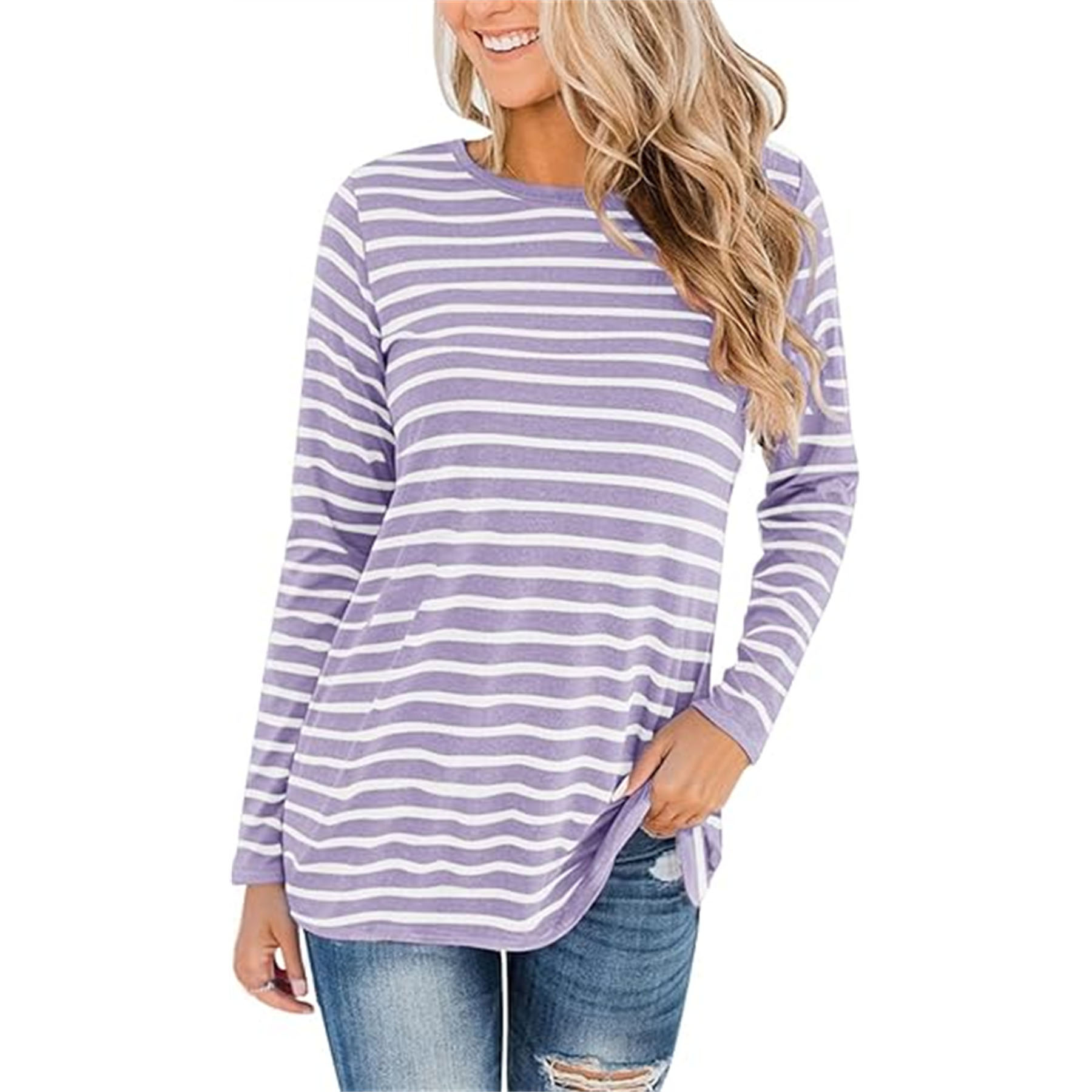 Women's Crew Neck Color Block Blouse 5