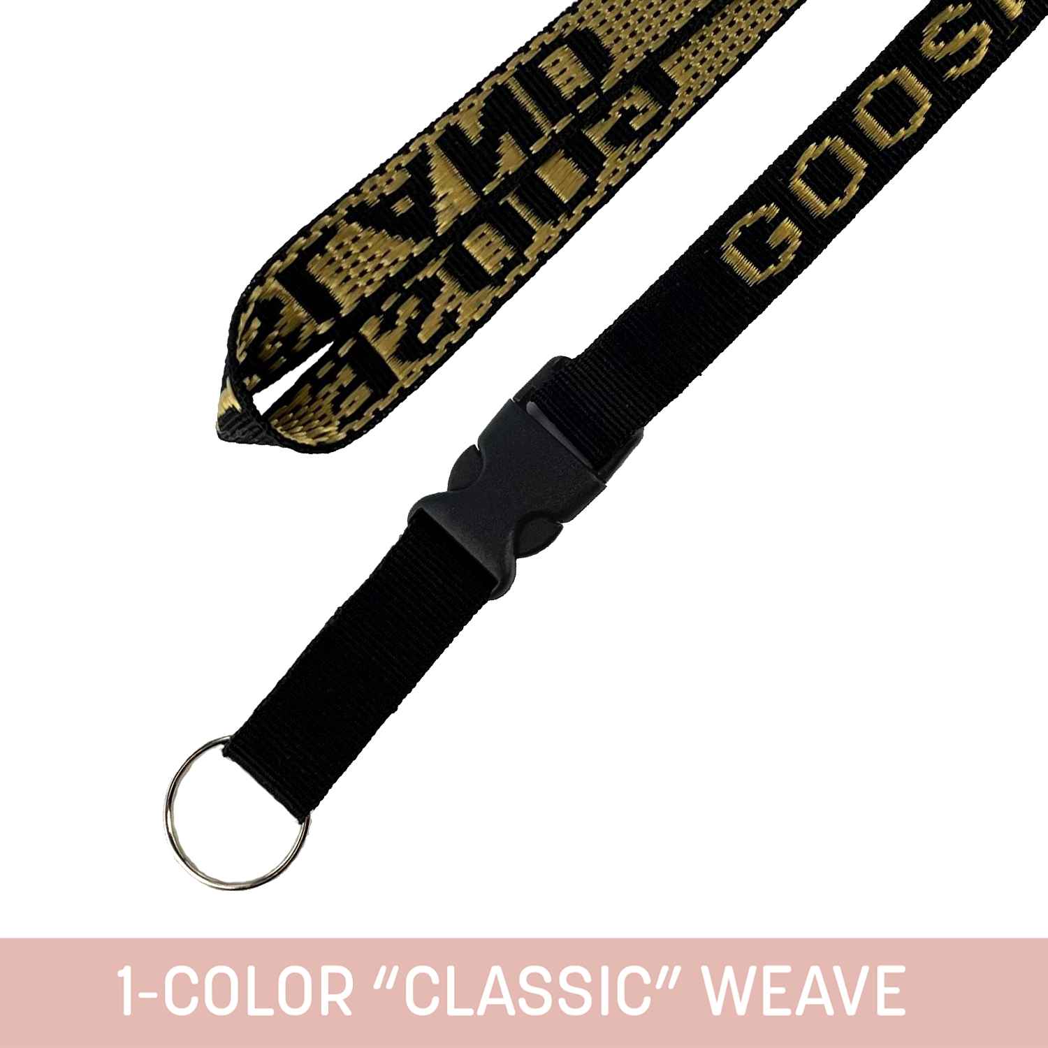 3/4" Woven Detachable Lanyard w/ Split Ring - "Classic" Weave 1