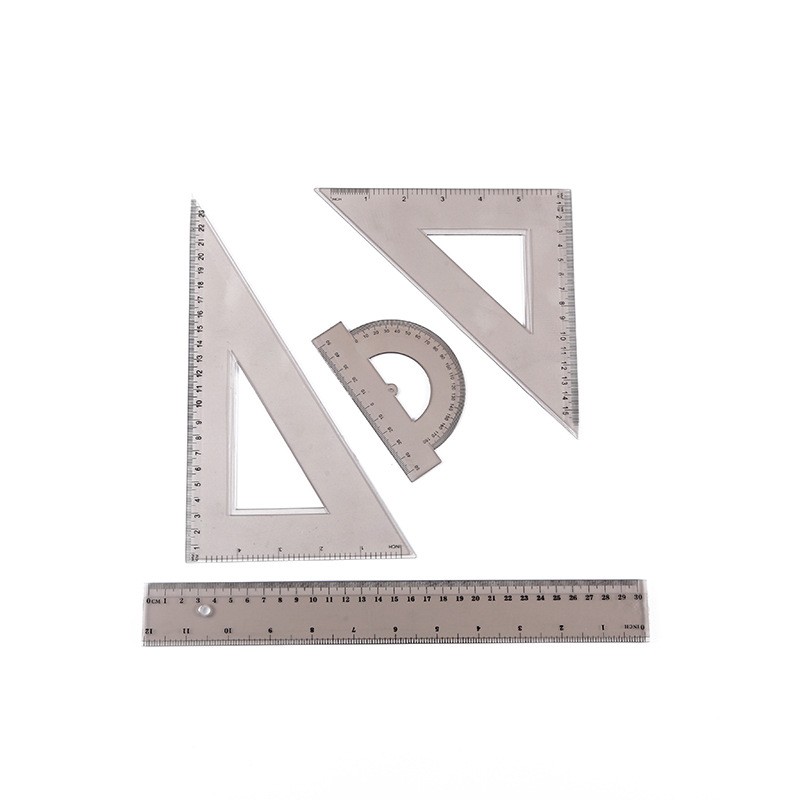 4 Pieces Ruler Set Includes 12 Inch Straight Ruler Triangle Ruler and Protractor 6