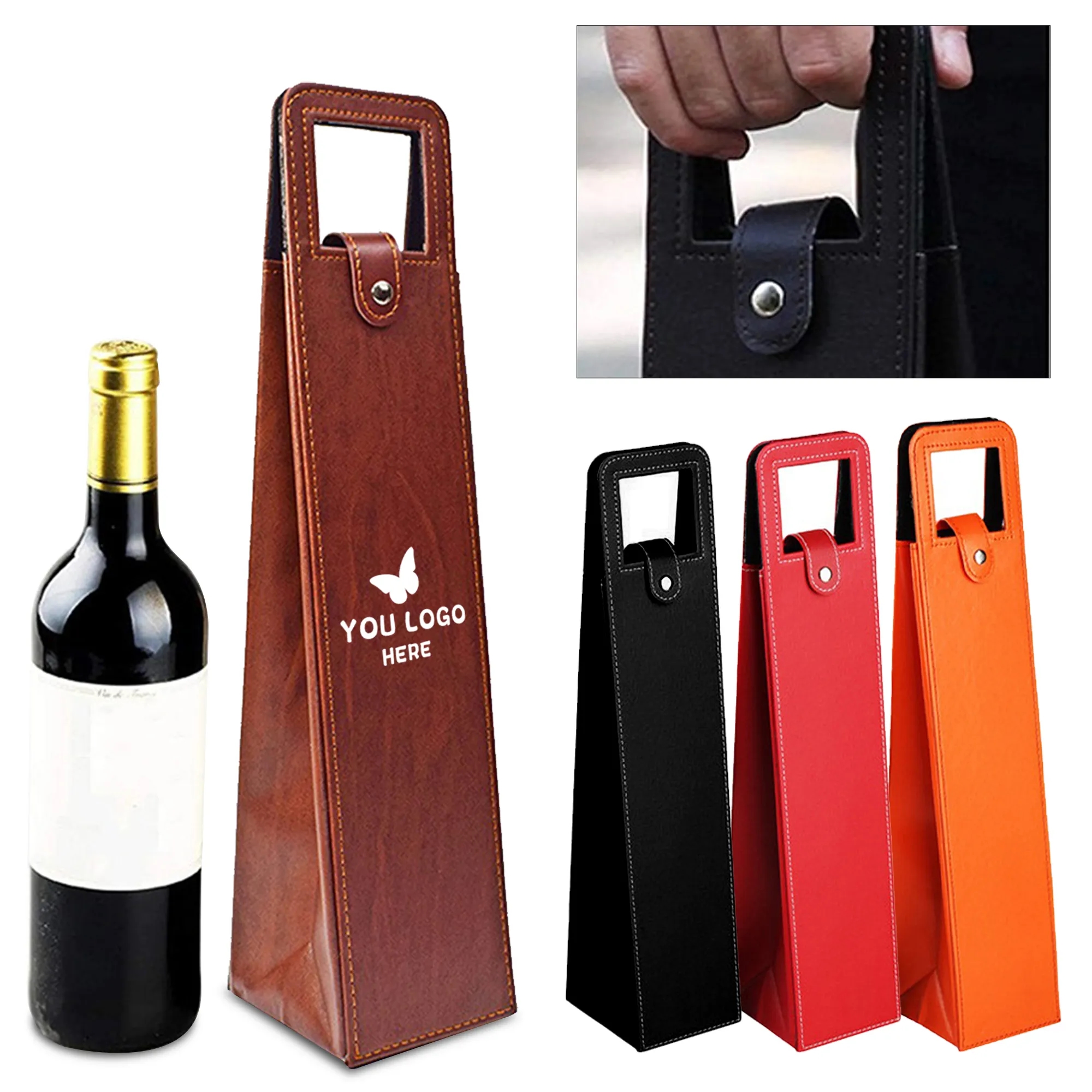 High Quality PU Leather Wine Tote Bag 2