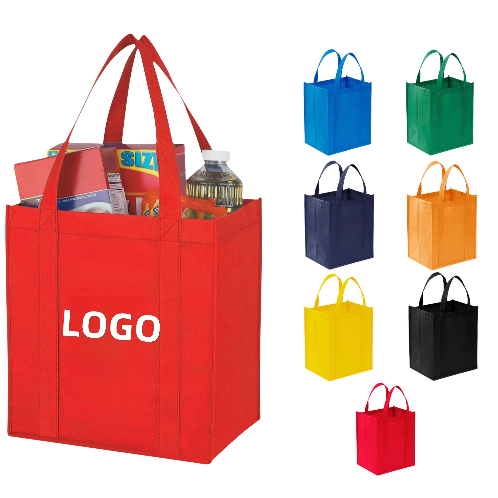 Reusable Big Reinforced Handle Grocery Bags 1