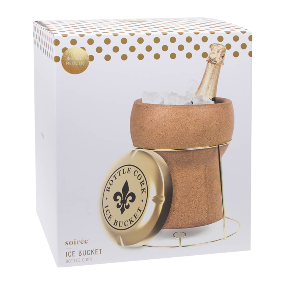 Champagne Cork Ice Bucket with Lid and Stand 6