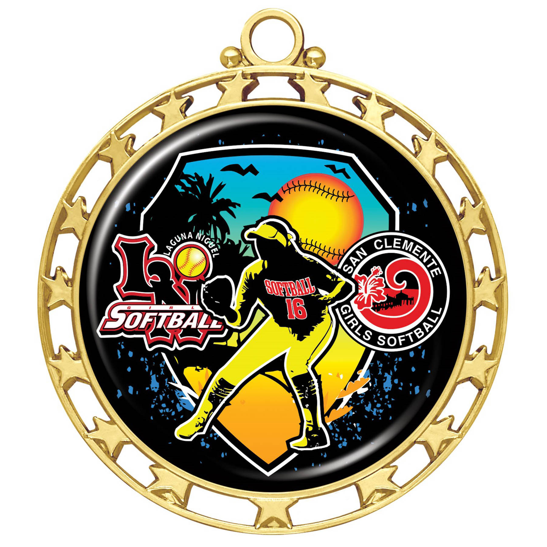 Digistock Medals: Star Cut Out Border with 2" DIA Insert in Shiny Finish 2
