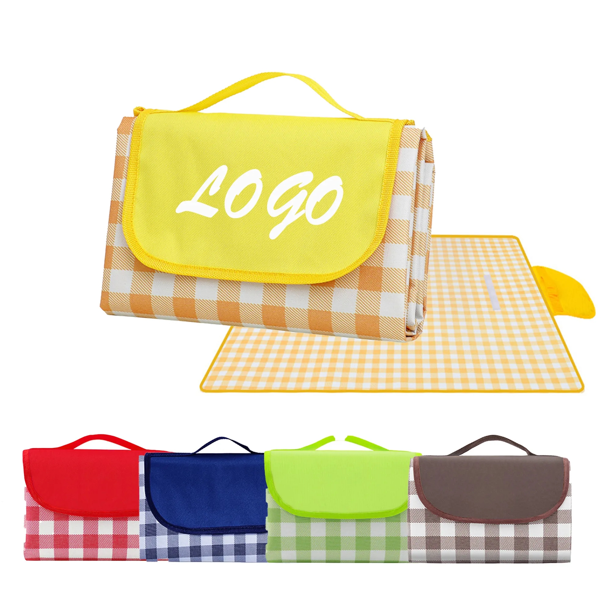 MOQ 30 Foldable Plaid Picnic Mat 79"L x 60"W 4