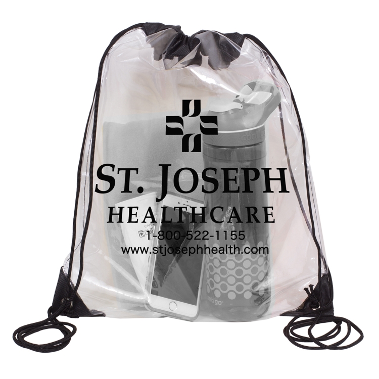 13" W x 16" H - "Everest" Tall Clear Drawstring Cinch Pack Backpack 18
