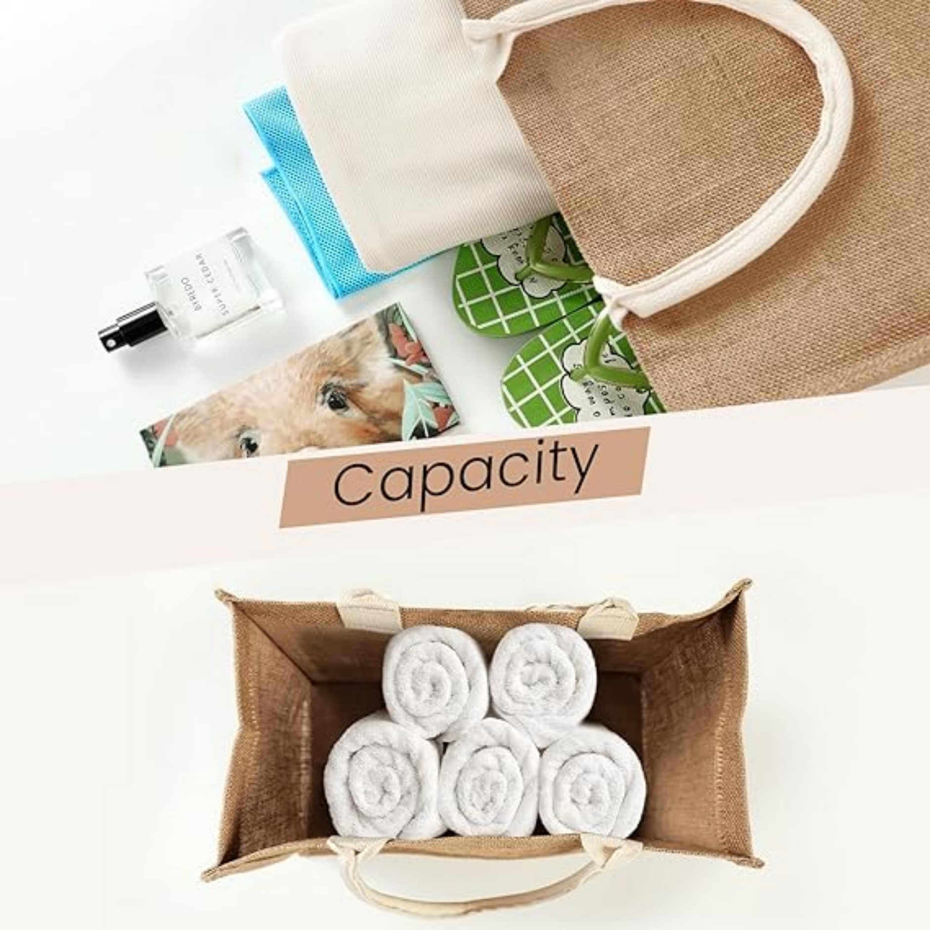 Large Jute Tote Bag with Handles, custom tote bag with logo imprint 2