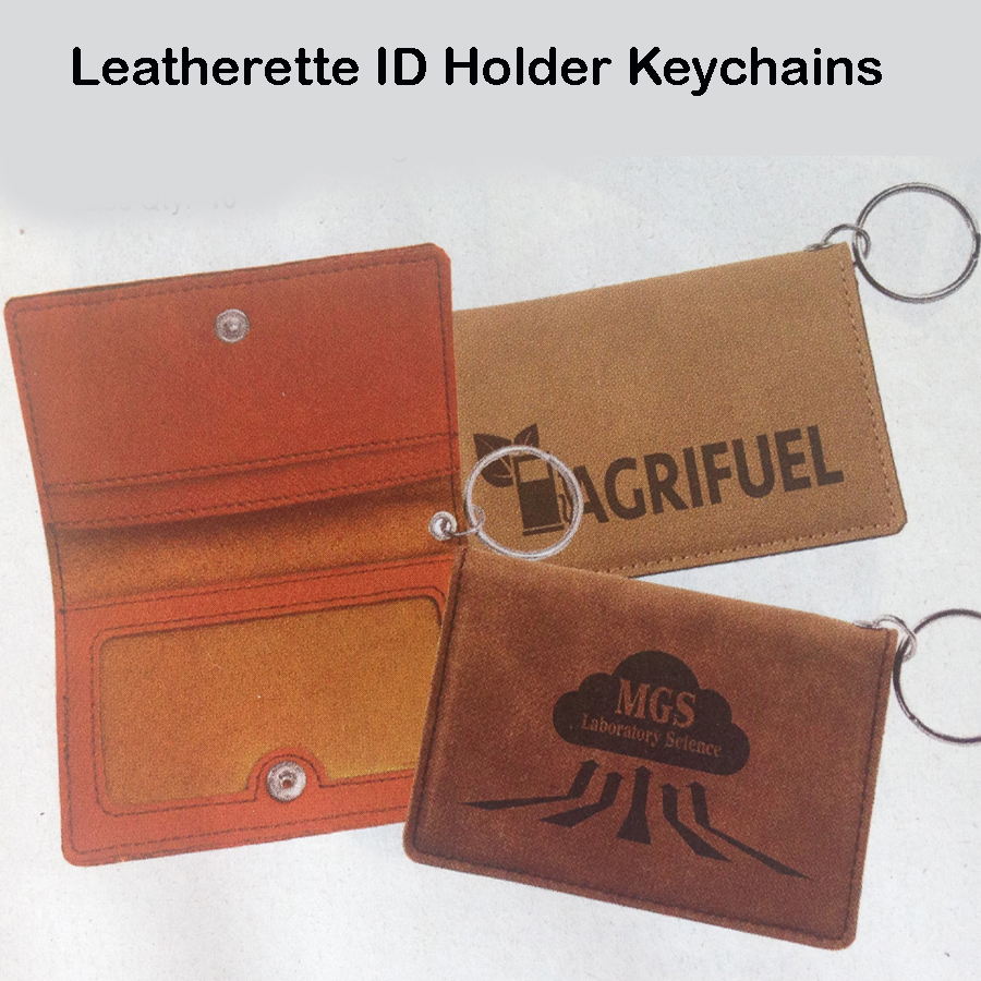 4 1/4" Black Laserable Leatherette ID Holder- Black 1