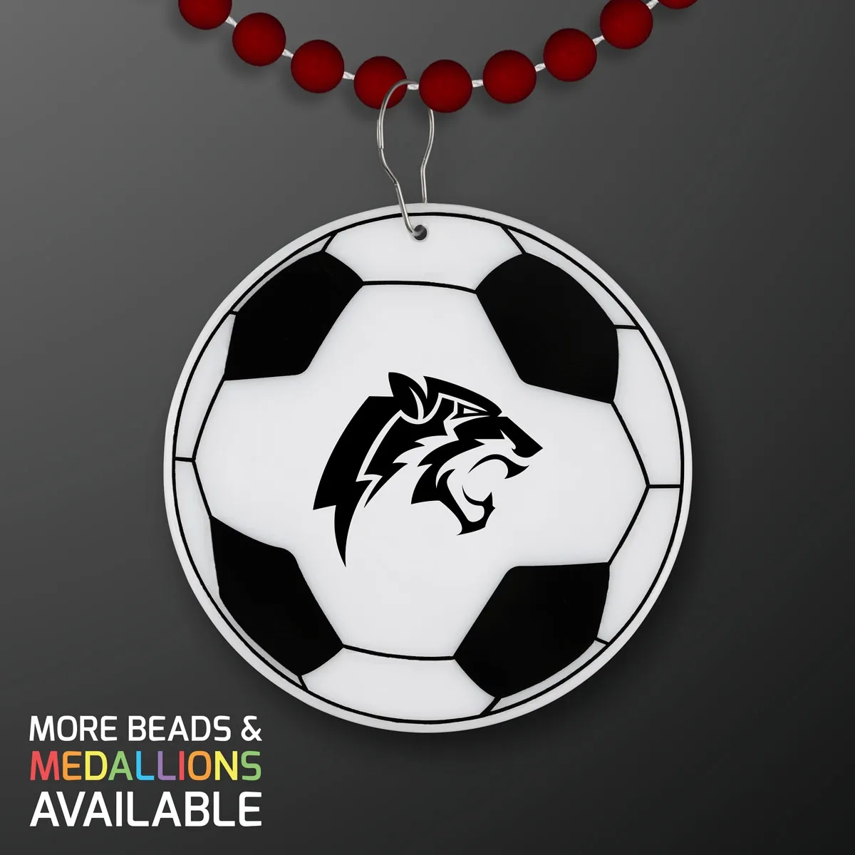 Soccer Ball Medallion with Beaded Necklace (Non Light Up) 13