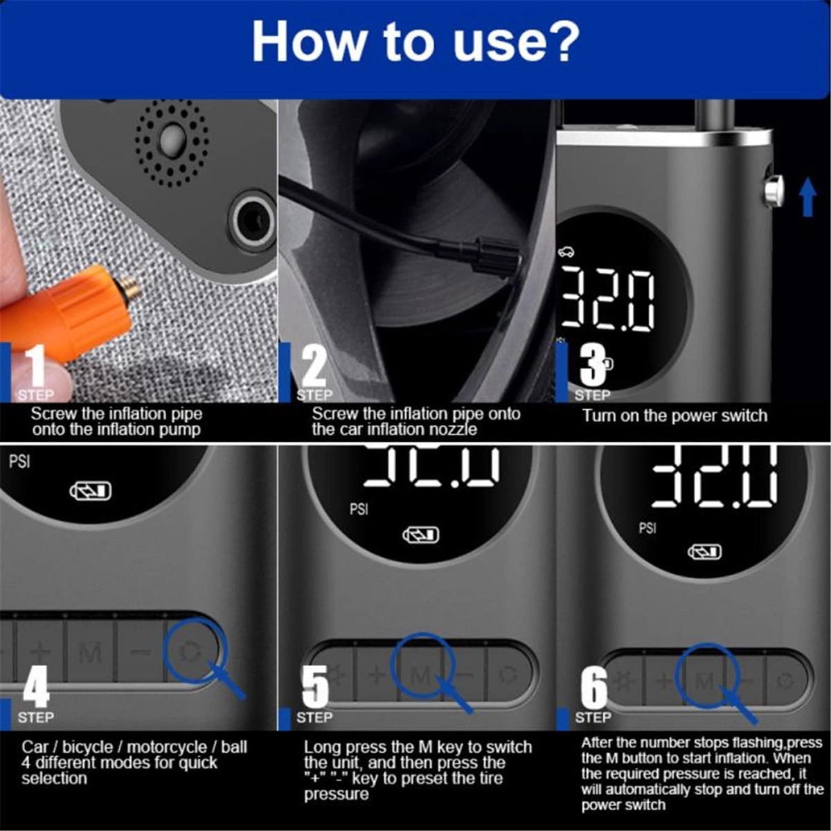 Portable Wireless Car Tire Inflator 8