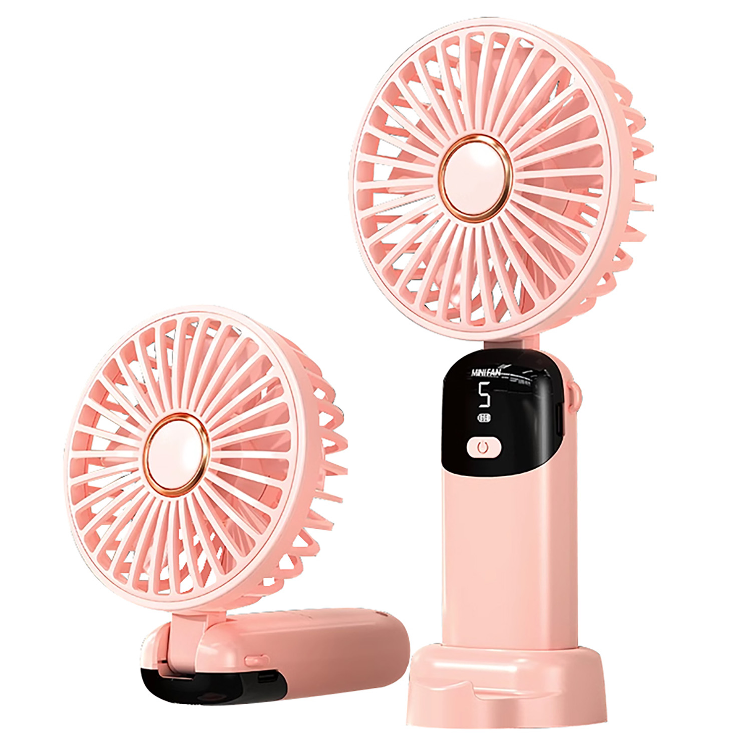 Handheld Foldable 1200 mAh Fan with LED Display & Base 5