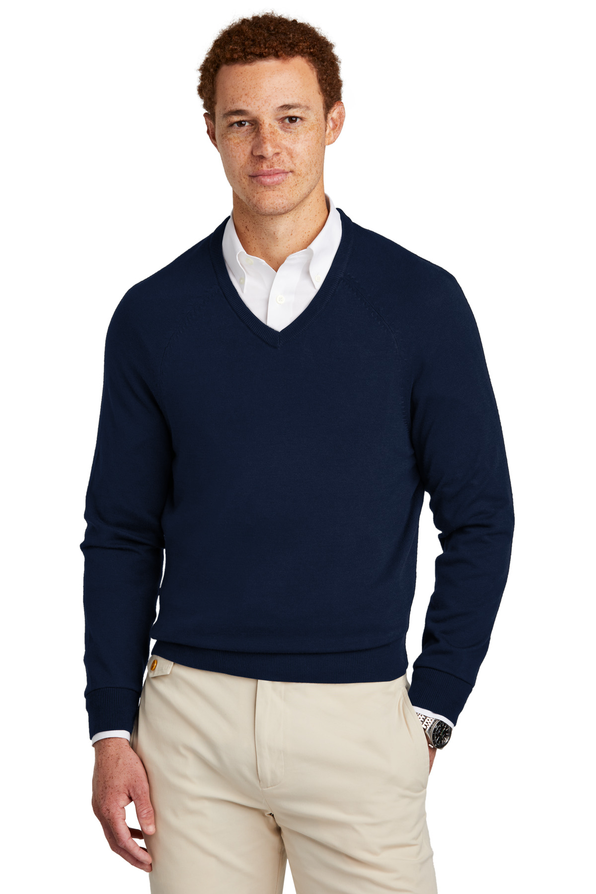 Brooks Brothers Cotton Stretch V-Neck Sweater BB18400 15