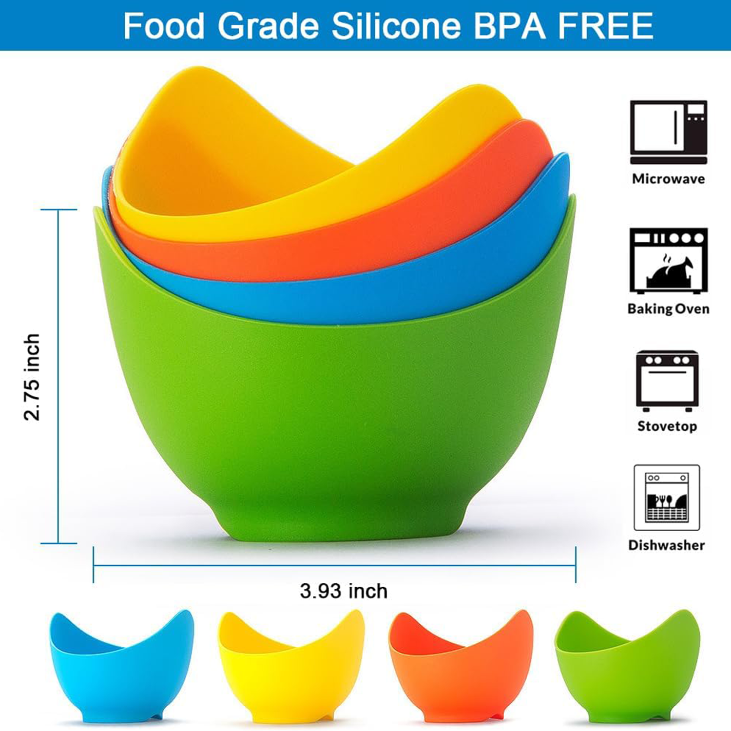 Silicone Nonstick BPA Free Egg Poacher Cups 3