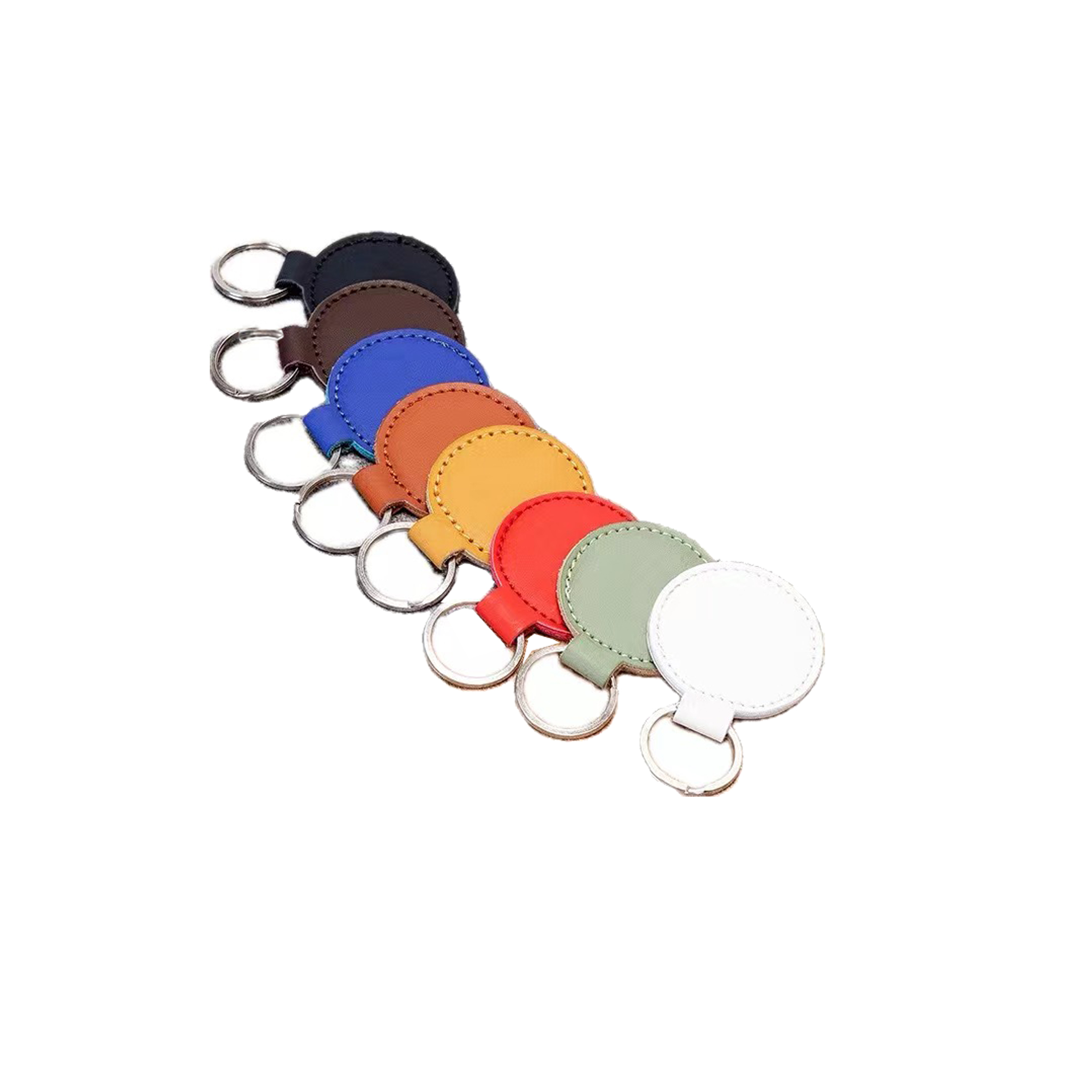Vegan Leather Round Shaped Keychain 2