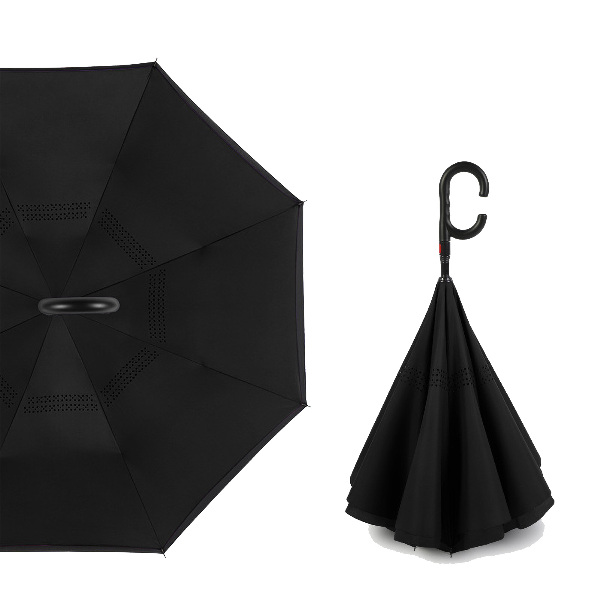 Fold C-Shaped Handle Reverse Umbrella Inverted Double Layer 9