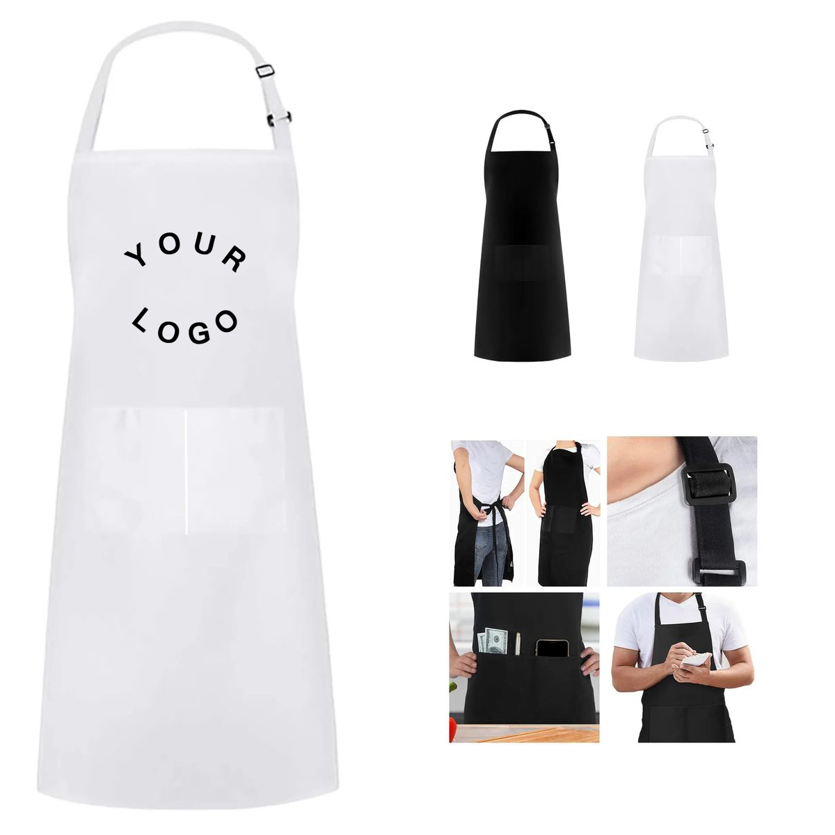 Kitchen Bib Apron with Front Pocket 3