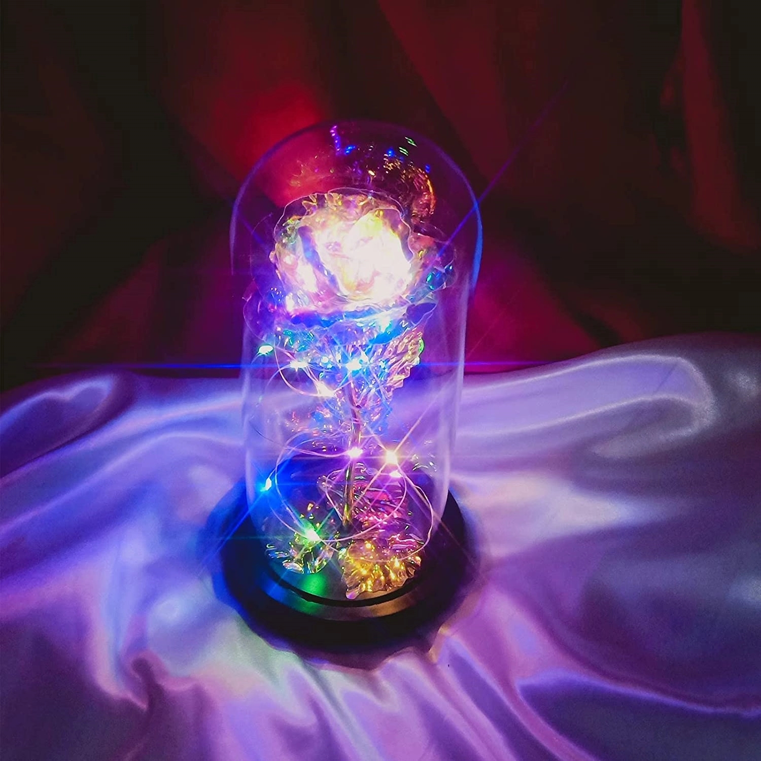 Colorful Artificial Rose Gift W/ Led String Lights 5