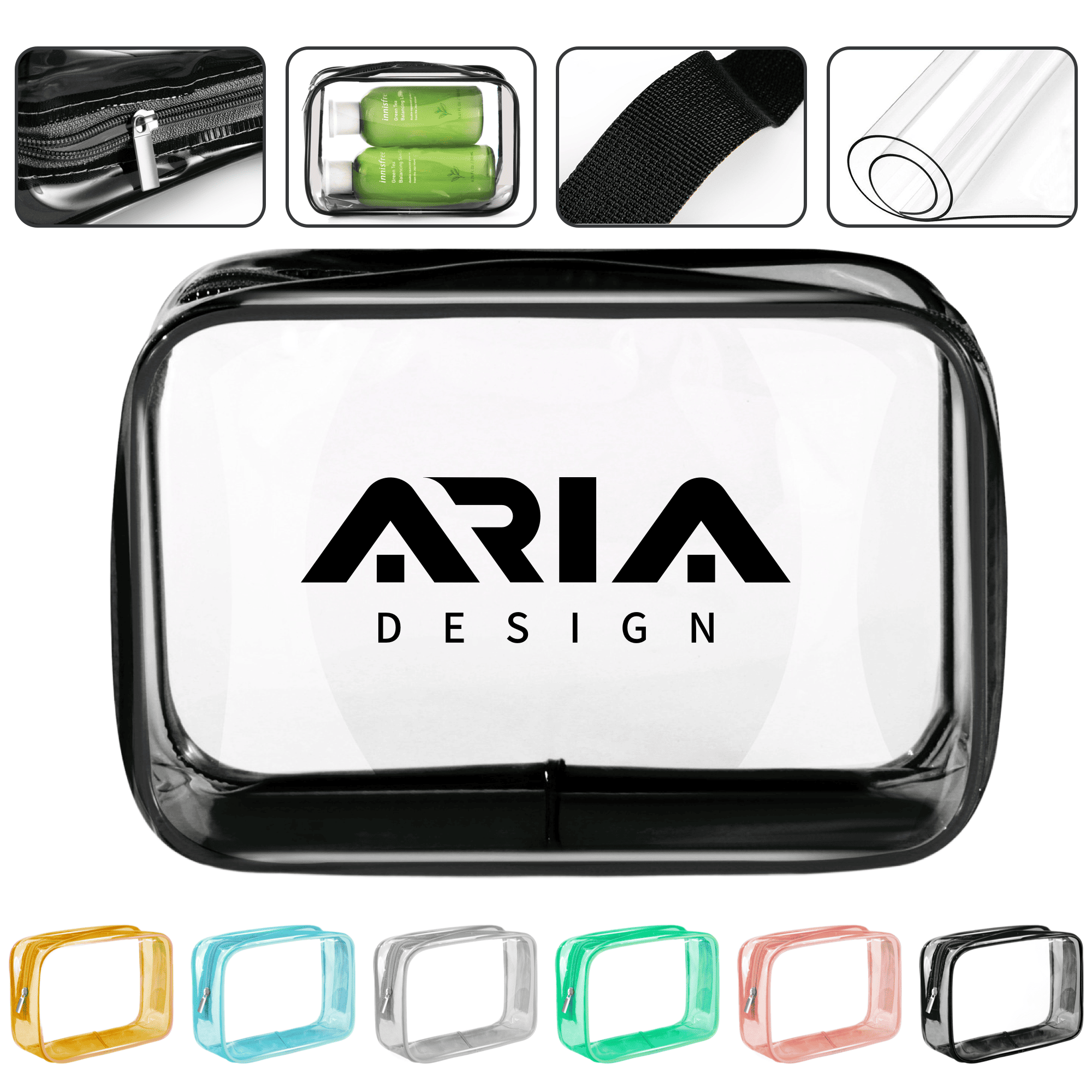 Custom Clear PVC Waterproof Travel Cosmetic Bag 3
