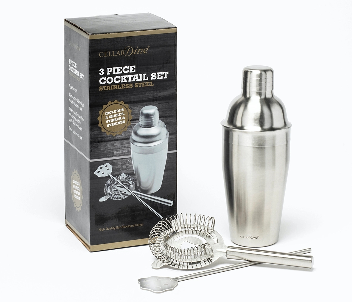3-Piece Cocktail Bar Set (Stainless Steel) 2
