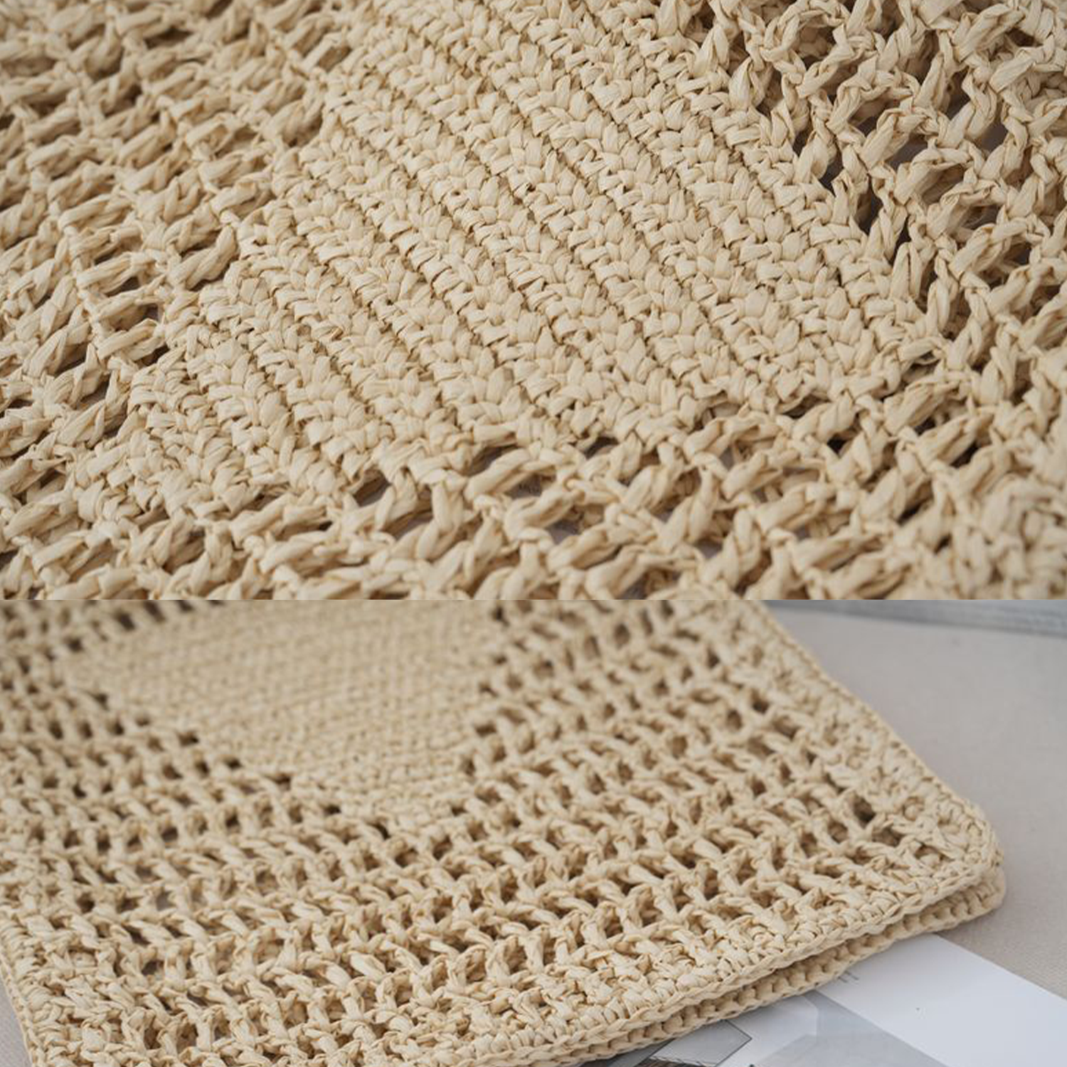 Paper Rope Woven Crochet Beach Tote Bag 4