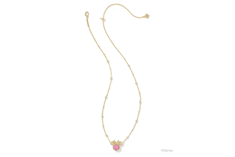 Kendra Scott Disney Gold Minnie Mouse Short Pendant Necklace in Hot Pink Drusy 2
