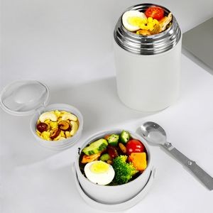 850ml Stainless Steel Food Cup With Double Wall Insulation Foldable Spoon 7