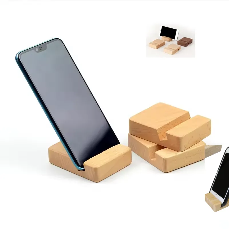 Bamboo Block Phone Stand 2