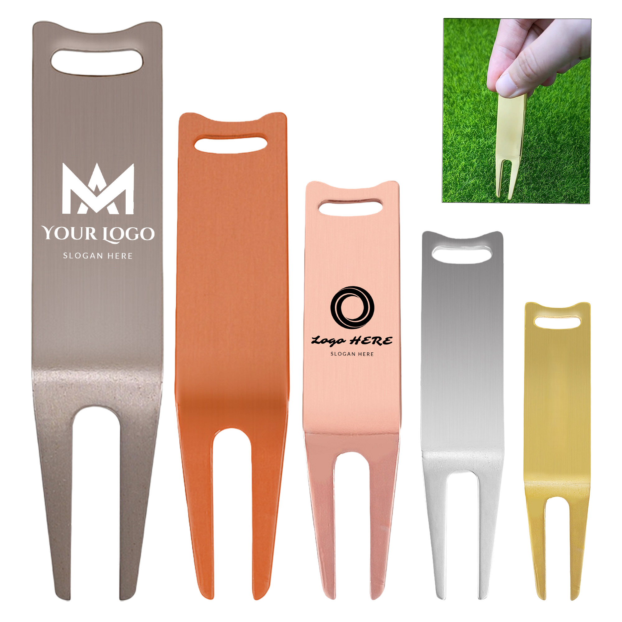Curved Repair Divot Fork Golf Tool 2