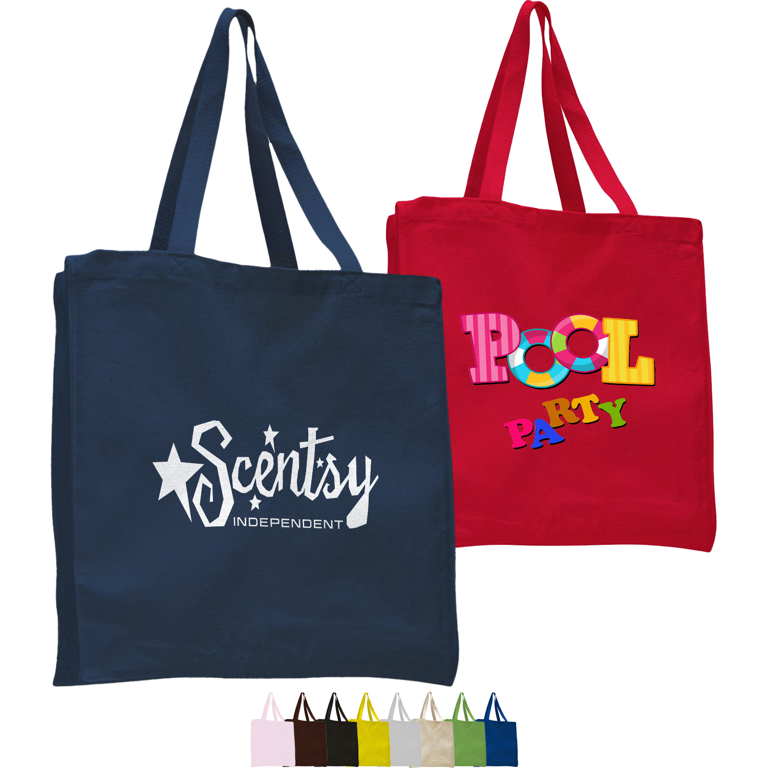 12 oz. CLASSIC BOOK BAGS W/ GUSSET COTTON CANVAS TOTES USA Decorated (14" X 15" X 4") 1