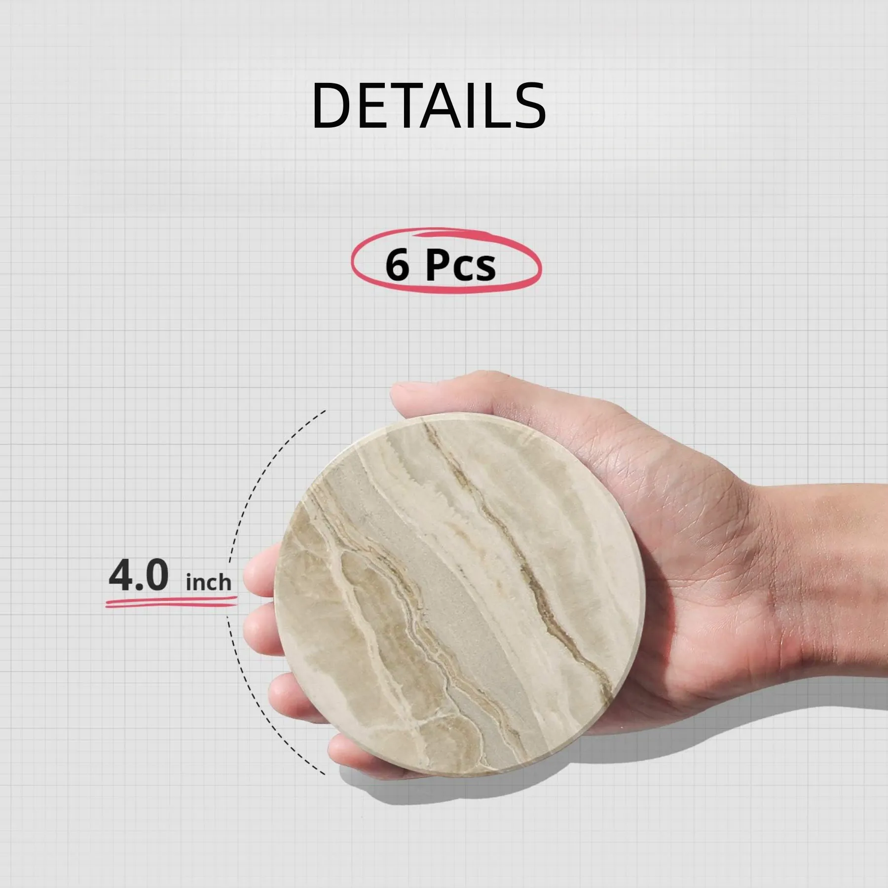 6 PCS Marble Style Ceramic Drink Coaster 3