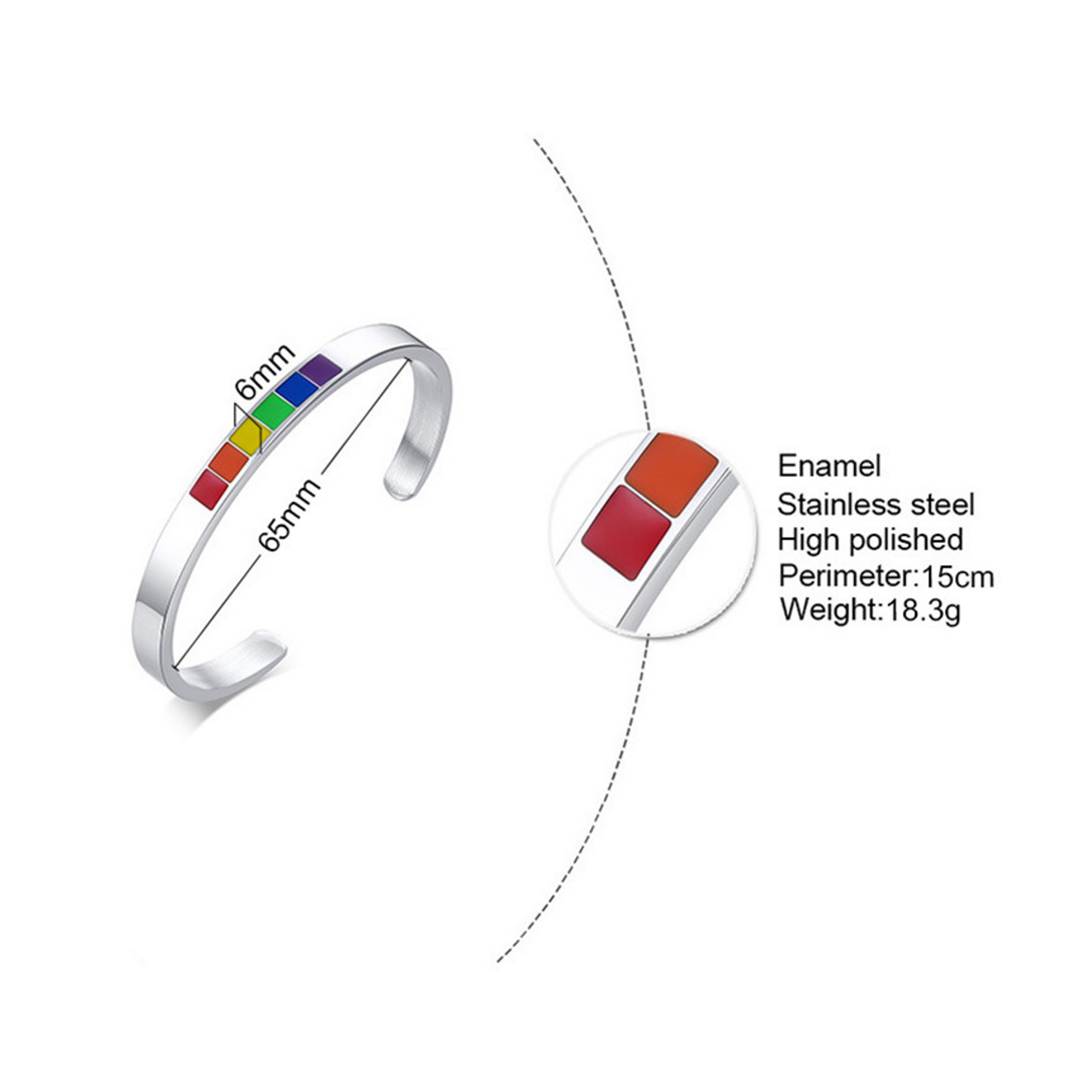 Rainbow Stainless Steel Bracelet (direct import) 4