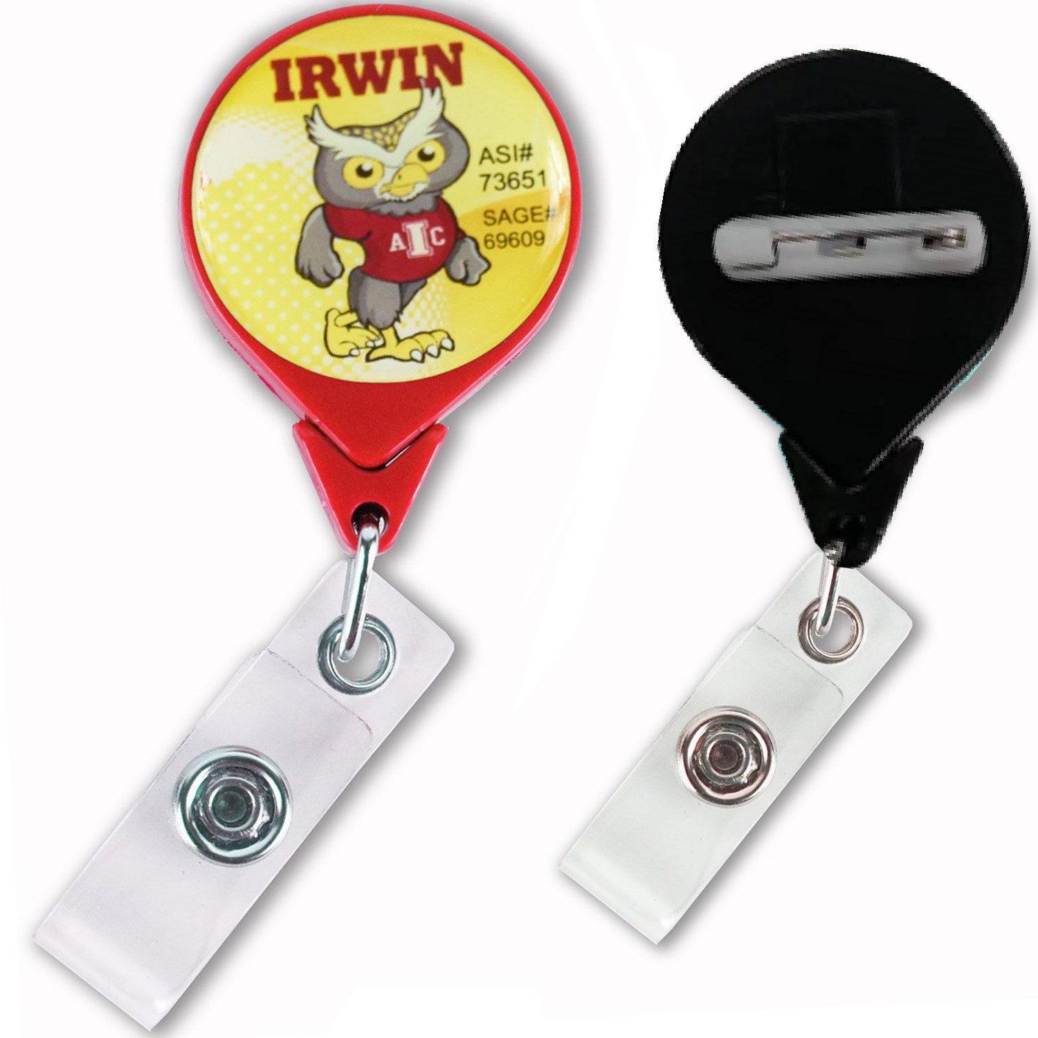 Tear-Drop Retractable Round Badge Reel w/ Pins 4