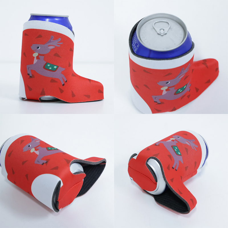 Neoprene Christmas Boot Cup Sleeves, custom koozie with logo imprint 3