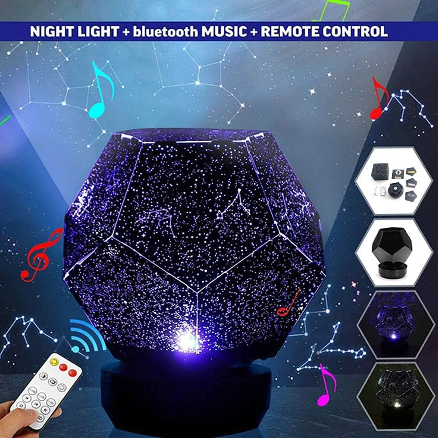 Rotating LED Night Light Projector Bluetooth Music Player 1
