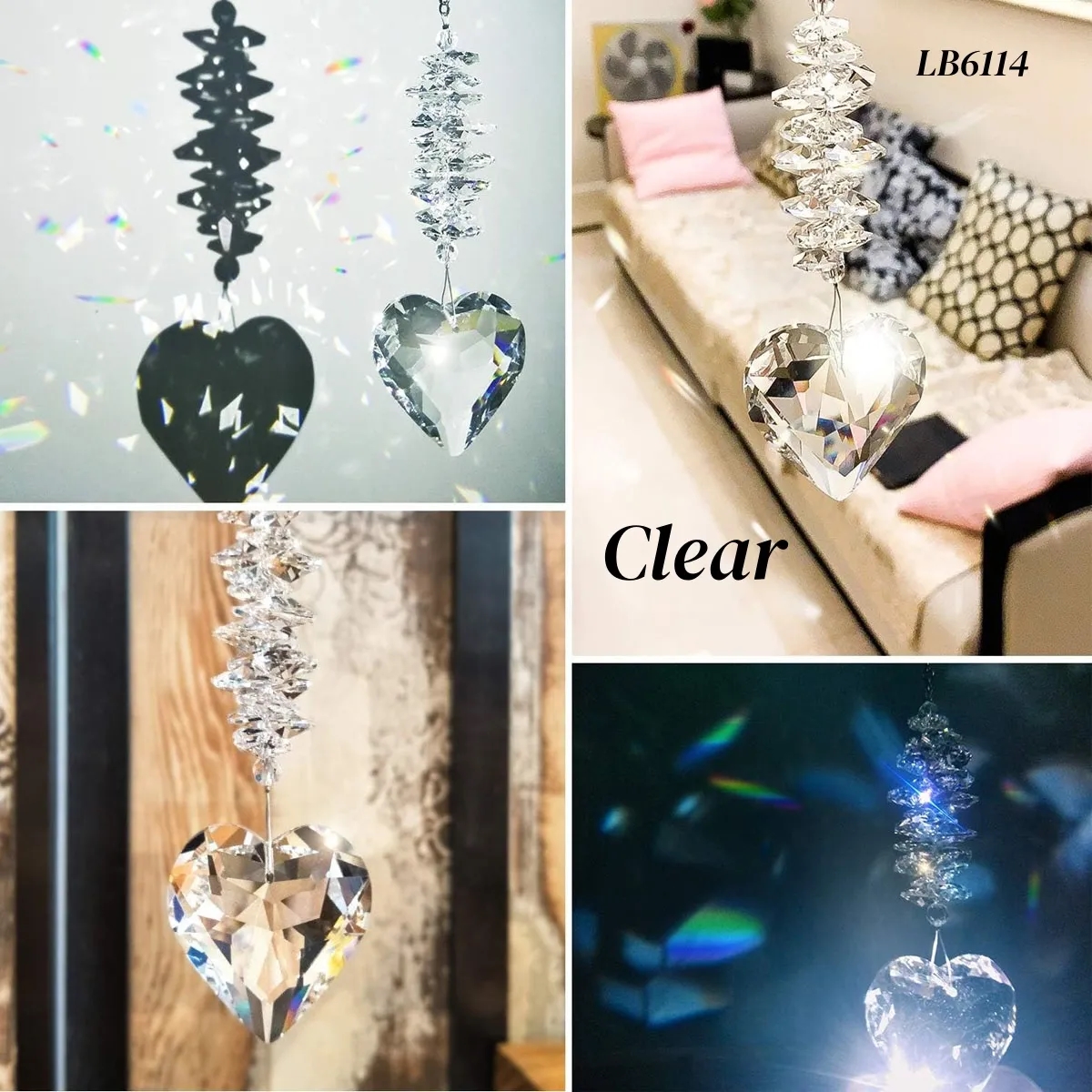 Heart Crystal Ball Prism Suncatcher Garden Hanging Decor 3
