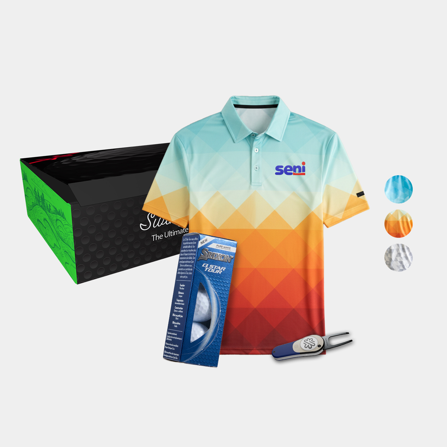 YATTA Golf® Abstract Men's Polo Shirt, Srixon® Golf Balls & Pitchfix® Icon Divot Tool Gift Set 8