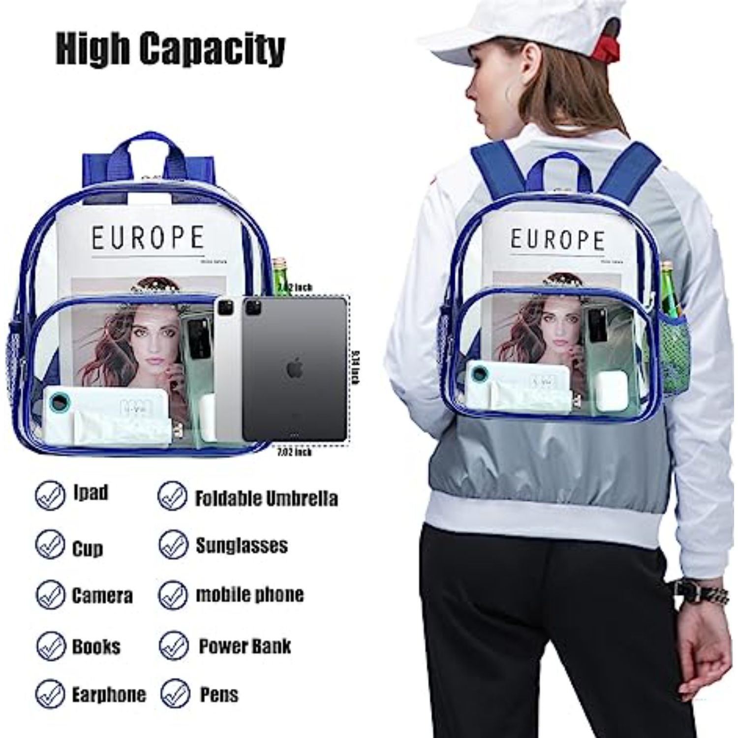 Travel Heavy Duty Clear Bag PVC Transparent Backpack 2