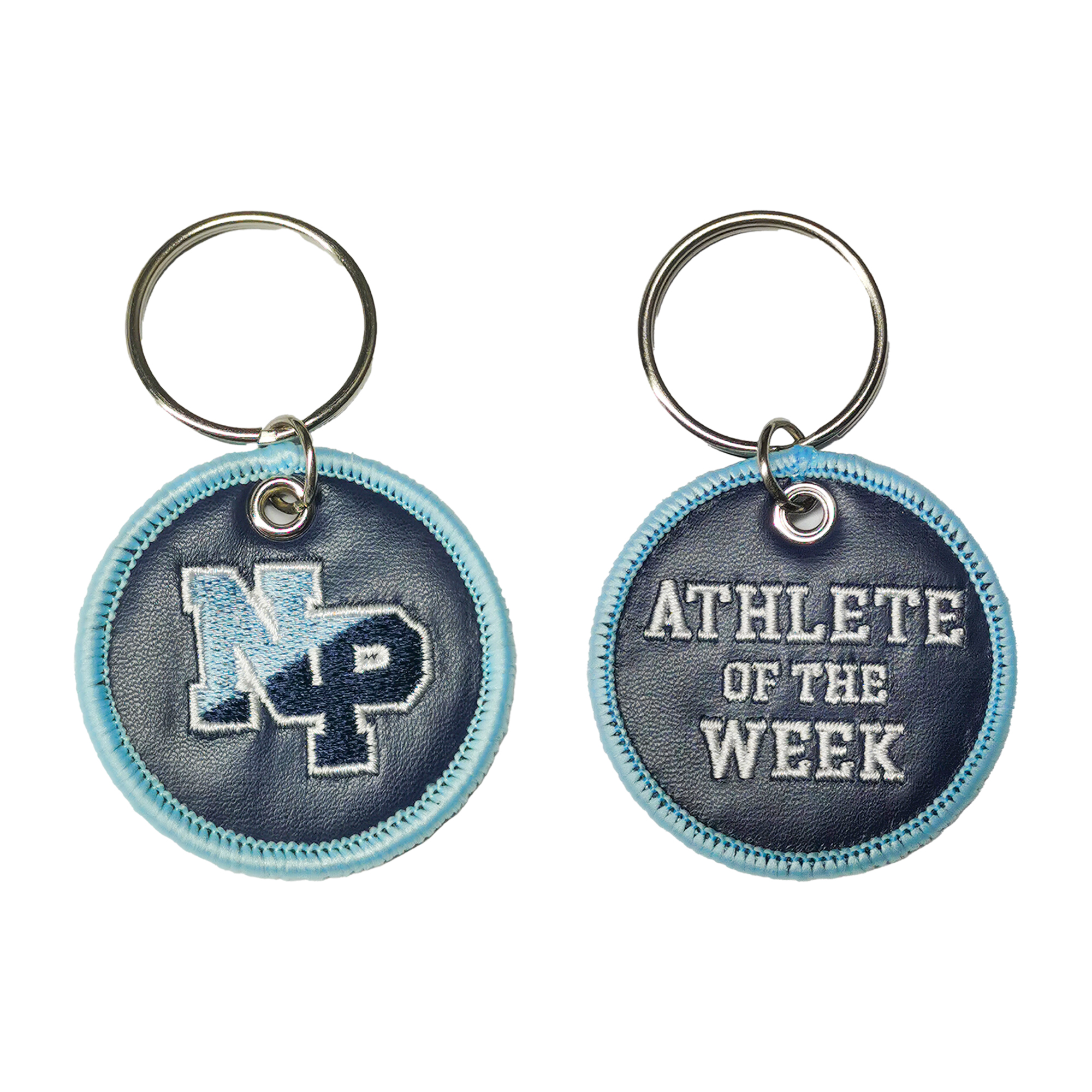 Custom-Made Leather Keychain Embroidered Design 2