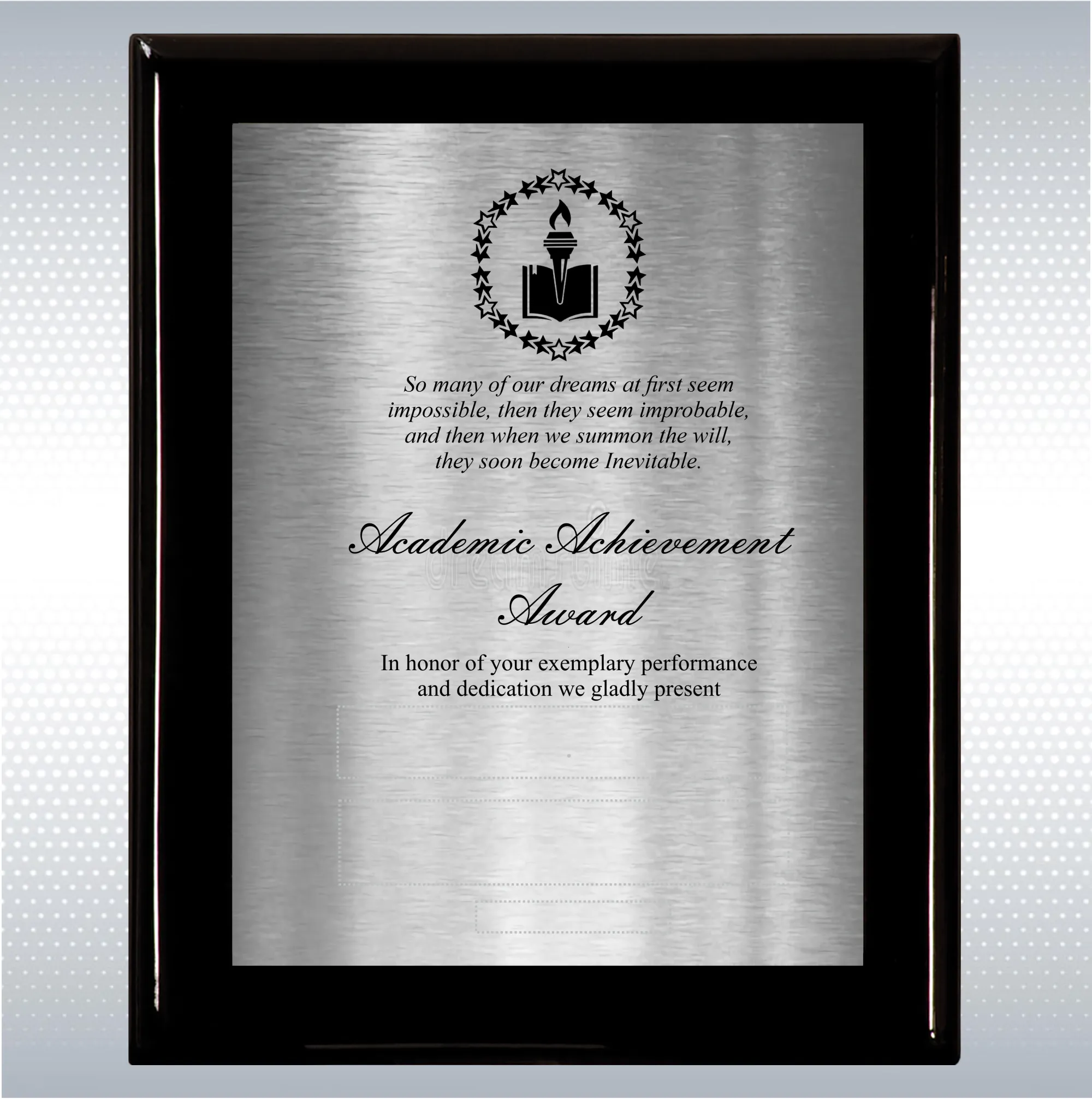 Black Piano Finish Wood Plaque Academic Achievement Gift 12
