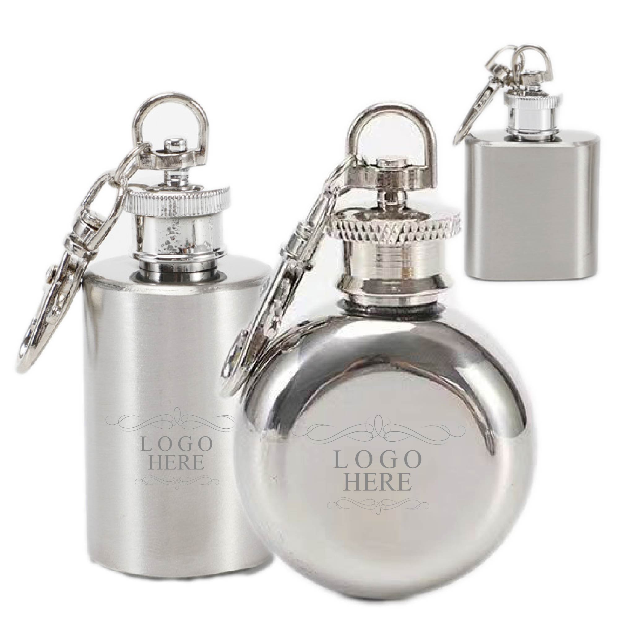 Stainless Steel 1 Oz. Flask with Key Chain 2