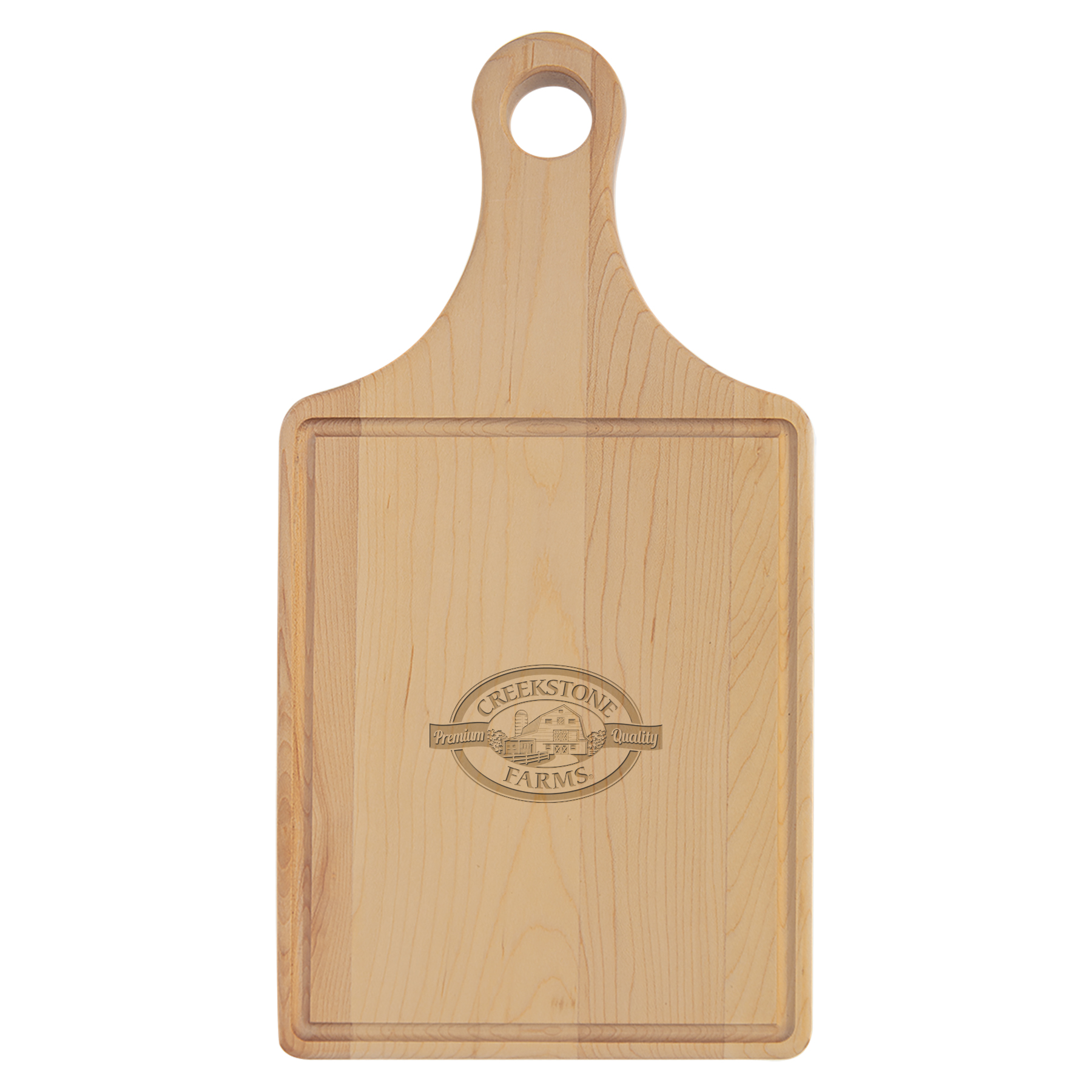 13" x 7" Maple Paddle-Shaped Cutting Board with Juice Groove