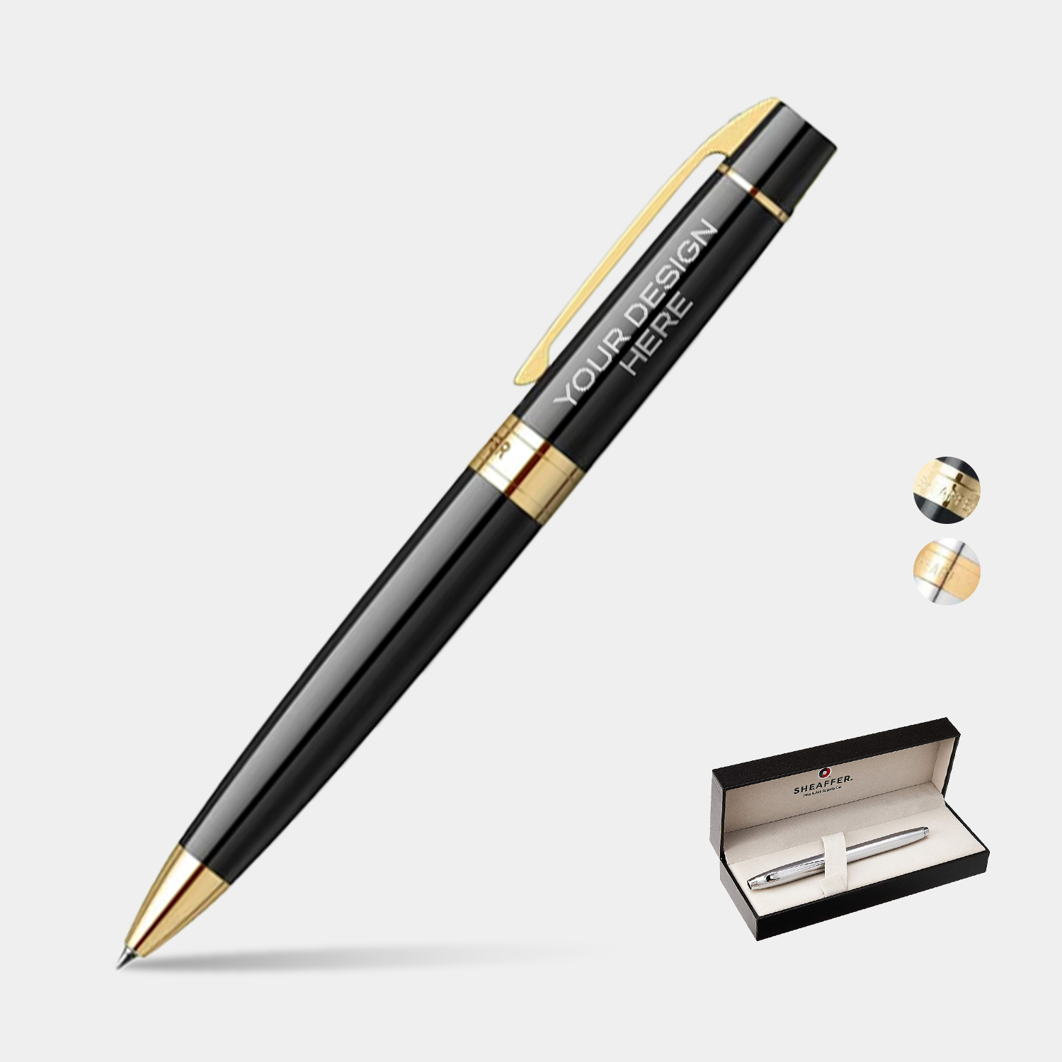 SHEAFFER® 300 Glossy with Gold Trim Executive Ballpoint Pen w/ Gift Box 3