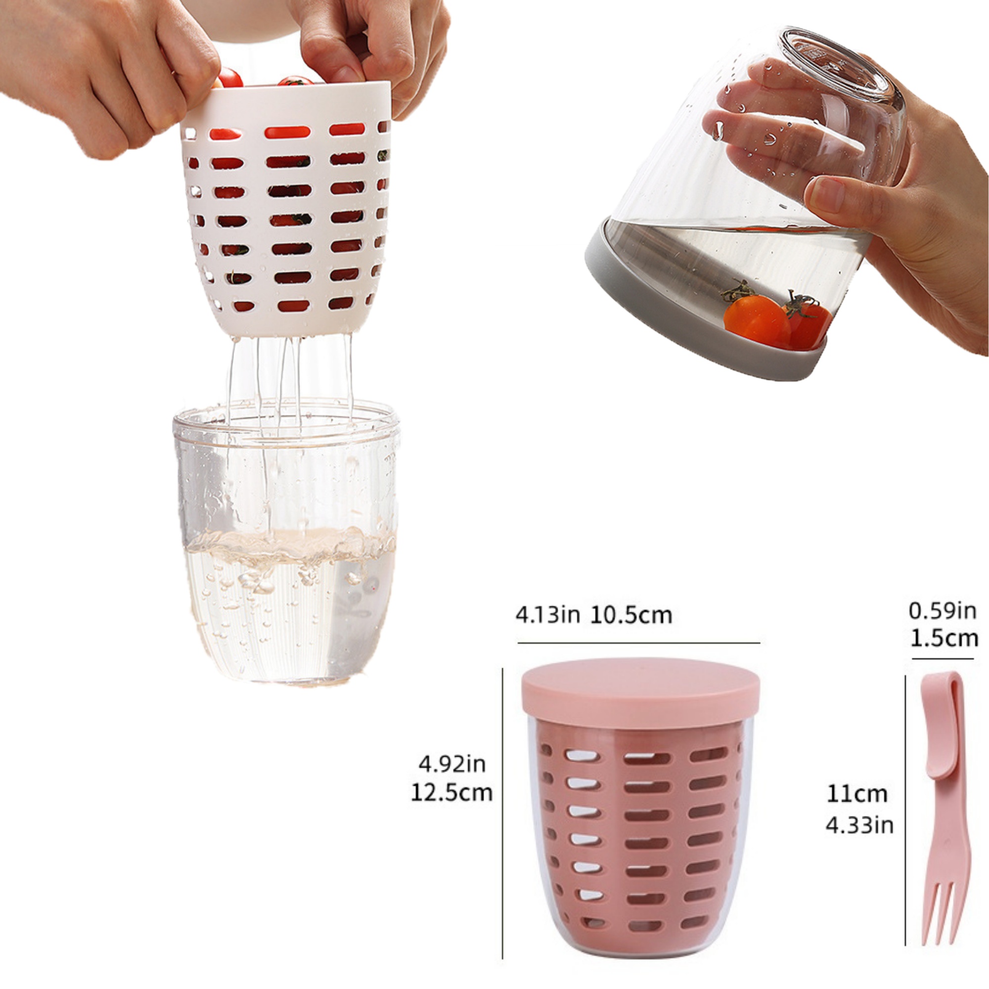 Customized double-layer draining fruit cup 4