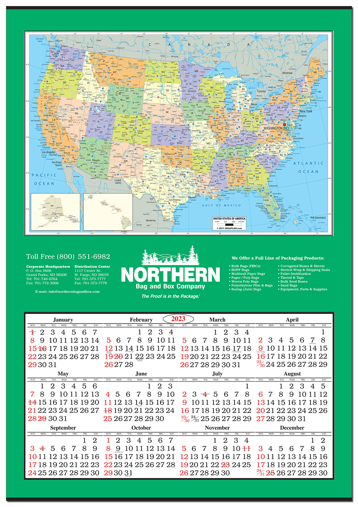 Jumbo Map Calendar United States