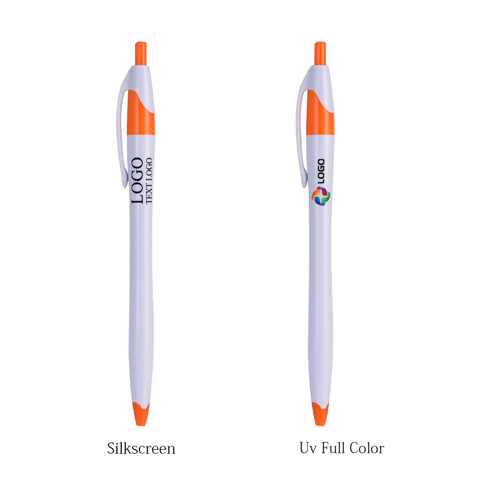White Retractable Pen with Colored Trim 14