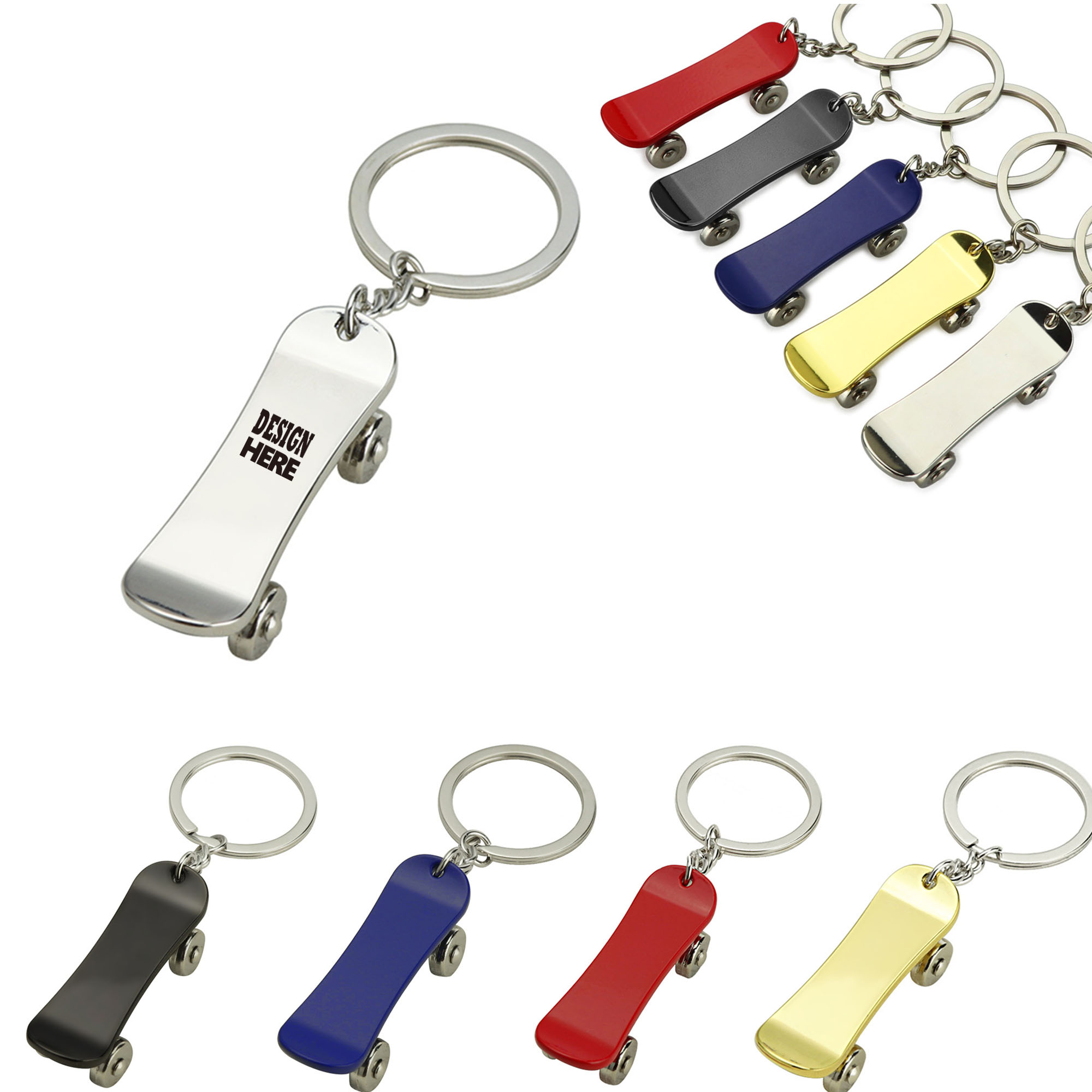 MOQ50 Eye-Catching Skateboard Keychain  Customizable Logo 1