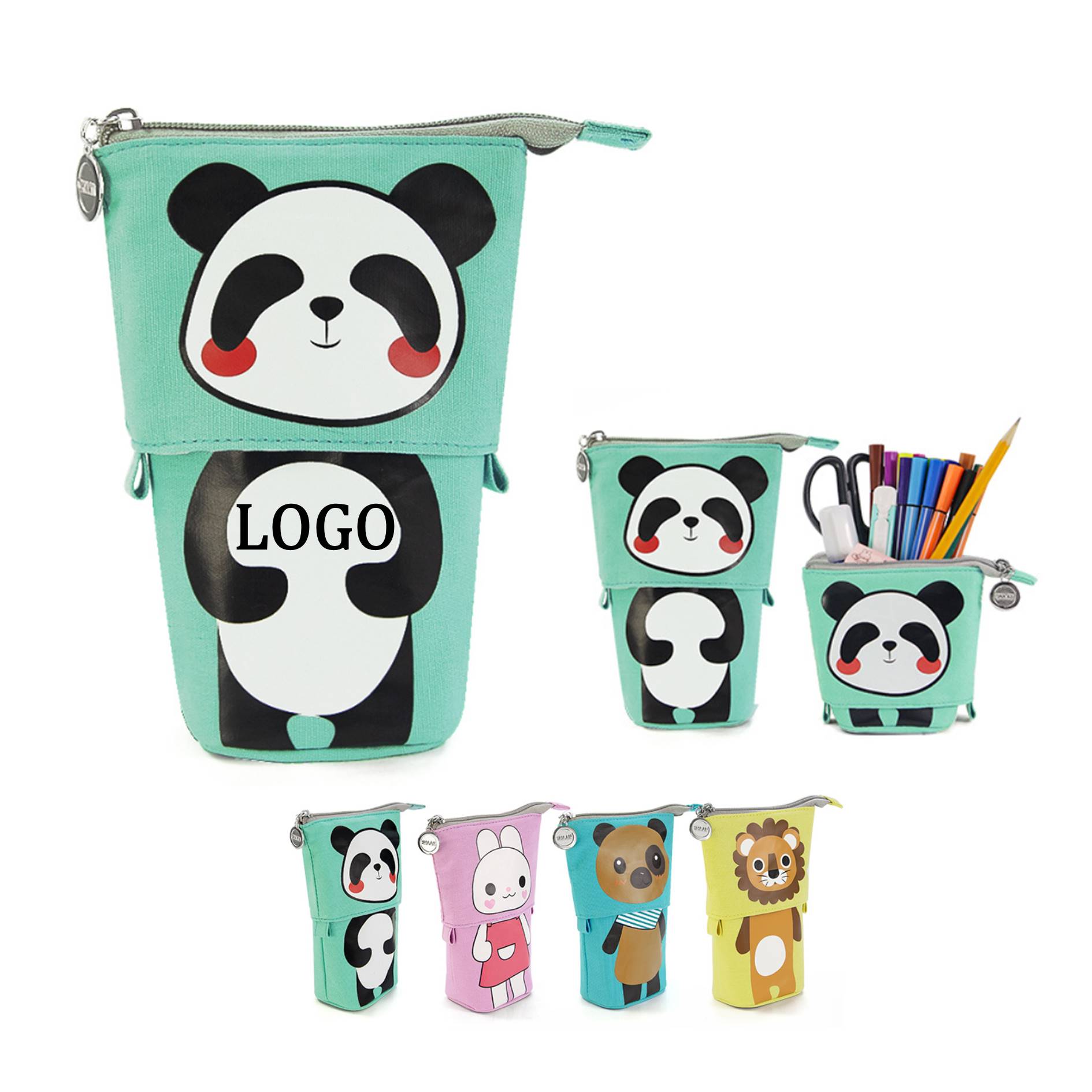 Cute Animal Pattern Standing Pencil Case For Kids 3