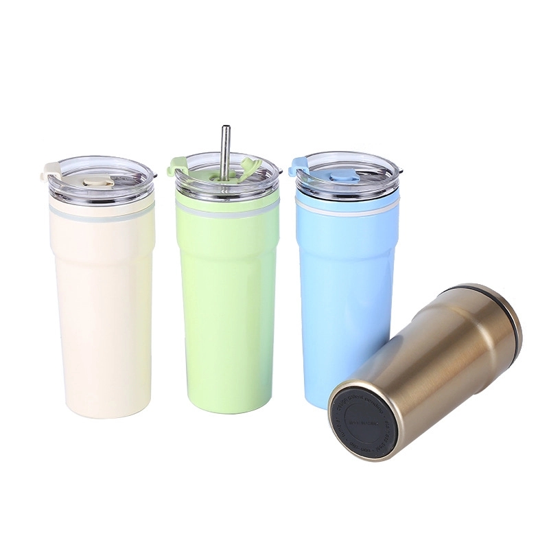 Custom 18 oz Stainless Steel Travel Coffee Mug With Straw 1