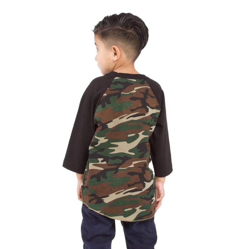 Shaka Wear Youth Three-Quarter Sleeve Camo Raglan T-Shirt 2