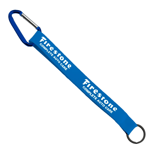 3/4" Sewn Polyester Keychain with Metal Split-Ring and Carabiner 129